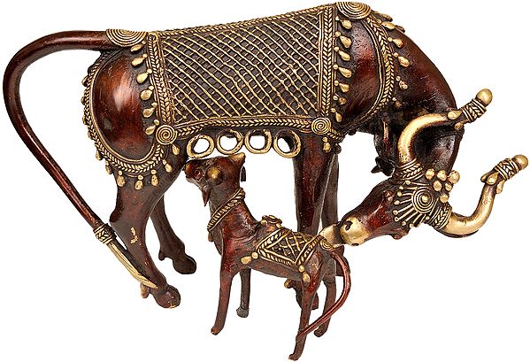 Cow and Calf (Folk Statue From Bastar)
