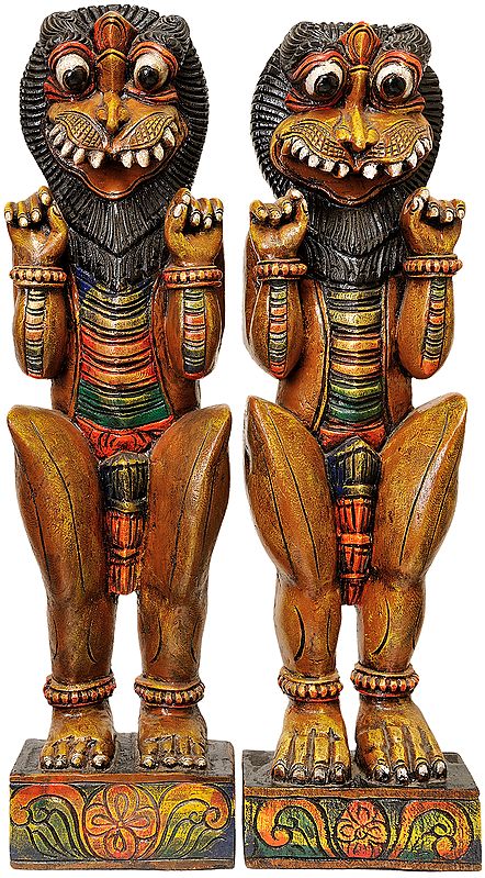 Awful Guards: Two Temple Wood Carvings