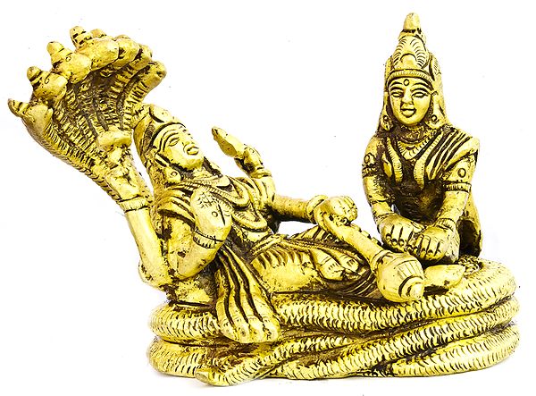 4" Shesh Shayi Vishnu (Small Statue) In Brass | Handmade | Made In India