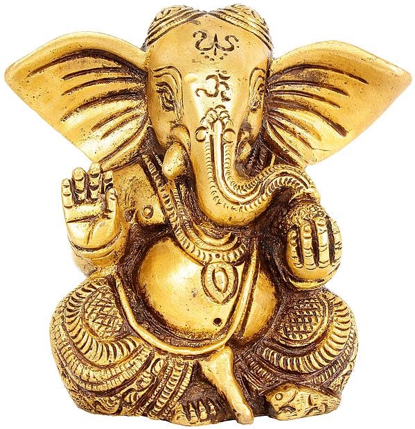 4" Lord Ganesha with Large Ears In Brass | Handmade | Made In India