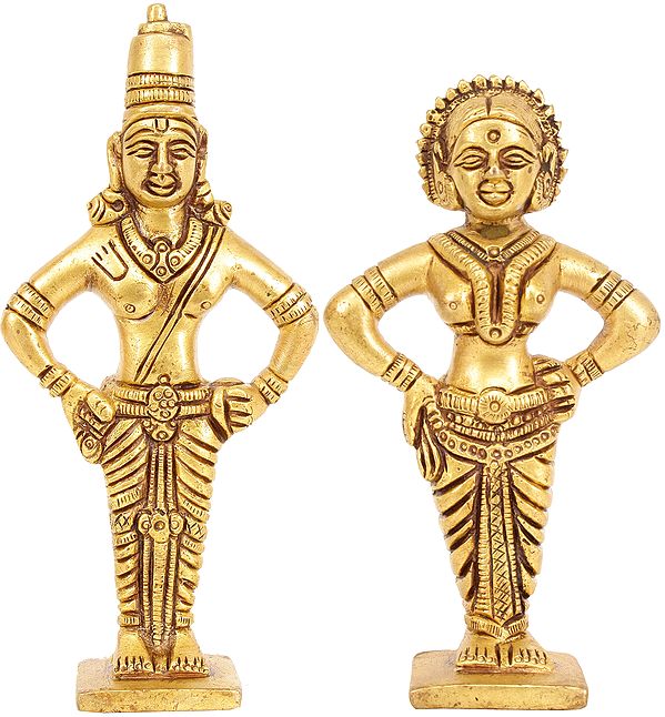 6" Lord Vitthal or Panduranga and Rukmani Idol | Handmade Brass Statue | Made in India