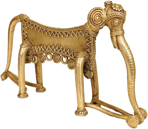 An Elephant Brass Figurine | Tribal Statue from Bastar