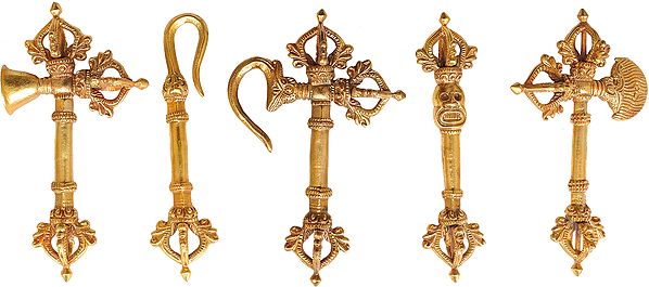 Set of Five Tantric Buddhist Ritual Symbols