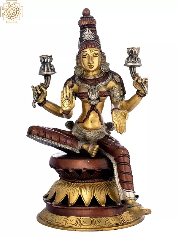 12" Brass Goddess Lakshmi Idol as Visualized in Atharva Veda | Handmade | Made in India