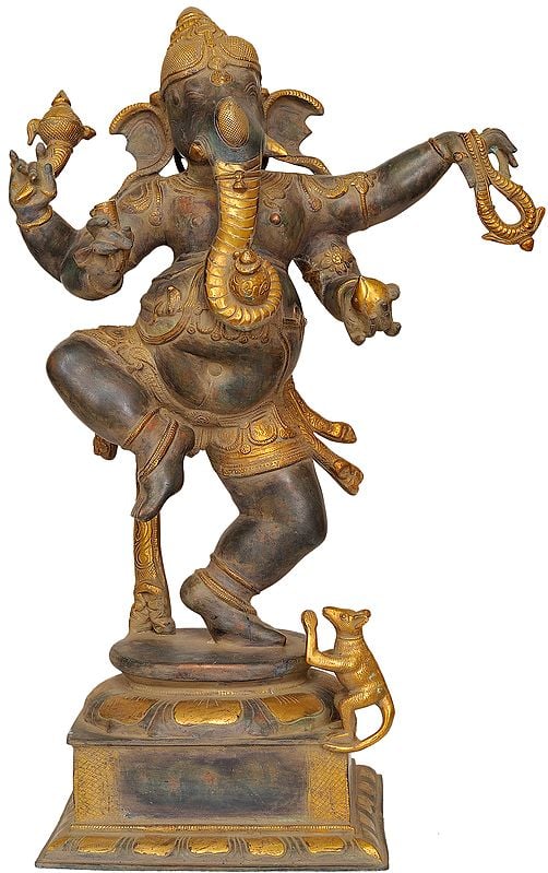 24" Large Size Dancing Ganesha In Brass | Handmade | Made In India