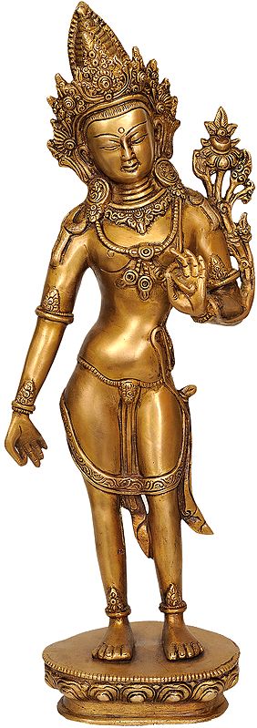17" Tibetan Buddhist Padmapani Deity Avalokiteshvara In Brass | Handmade | Made In India