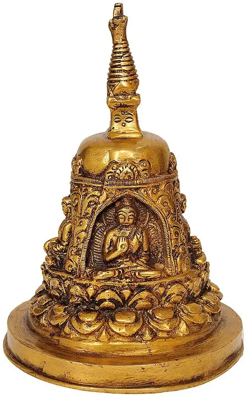 Tibetan Buddhist Stupa with the Figures of Buddha in Different Postures