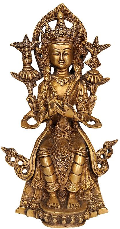 9" Tibetan Buddhist Deity Maitreya Buddha In Brass | Handmade | Made In India