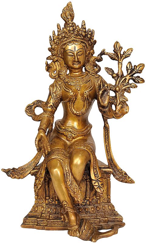 10" Tibetan Buddhist Deity Goddess Tara Brass Idol | Handmade | Made in India