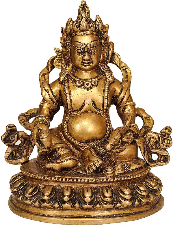 6" Kubera (God of Wealth) In Brass | Handmade | Made In India