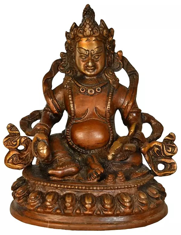 6" Tibetan Buddhist Deity-Kubera (God of Wealth) Brass Statue | Handmade | Made in India