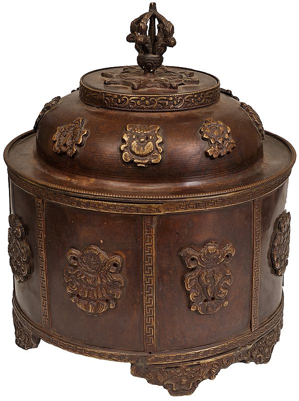 Buddhist Ritual Box and Lid with Eight Auspicious Symbols