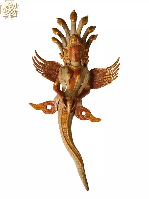 19" Naga-Kanya Wall Hanging Statue - An Auspicious and Protective In Brass | Handmade | Made In India