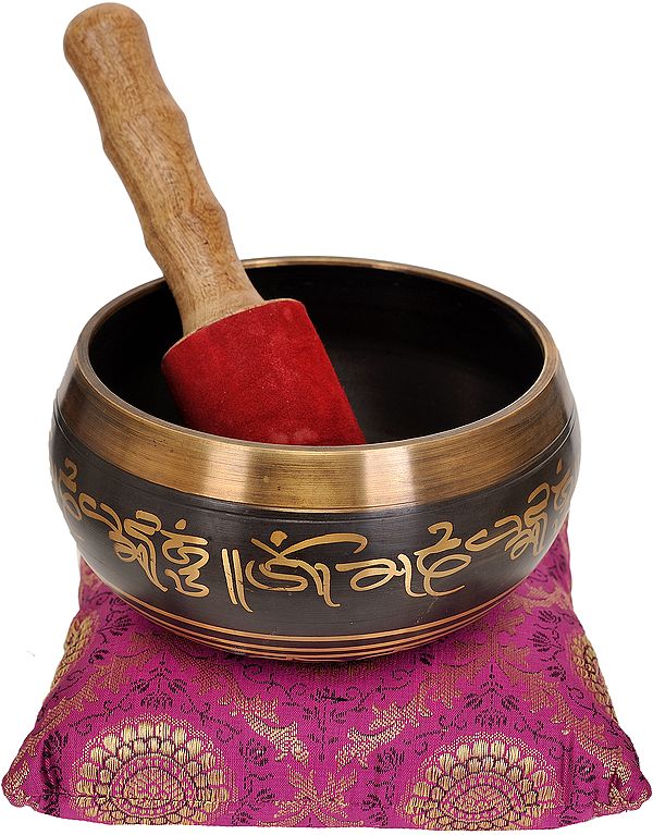 Singing Bowl with the Figures of Buddha Inside and Mantras Outside