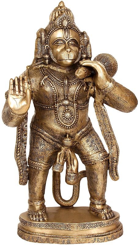 35" Large Size Mighty Hanuman In Brass | Handcrafted In India