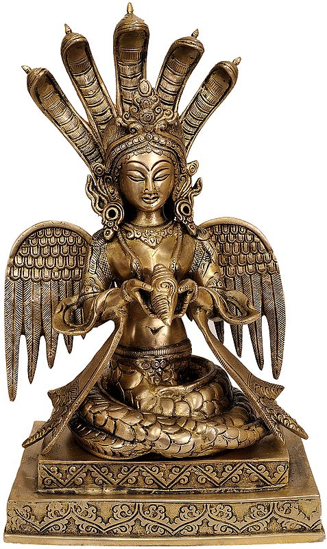 12" Naga Kanya Brass Sculpture | Handmade | Made in India