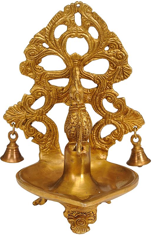 8" Peacock Lamp in Brass | Handmade | Made in India