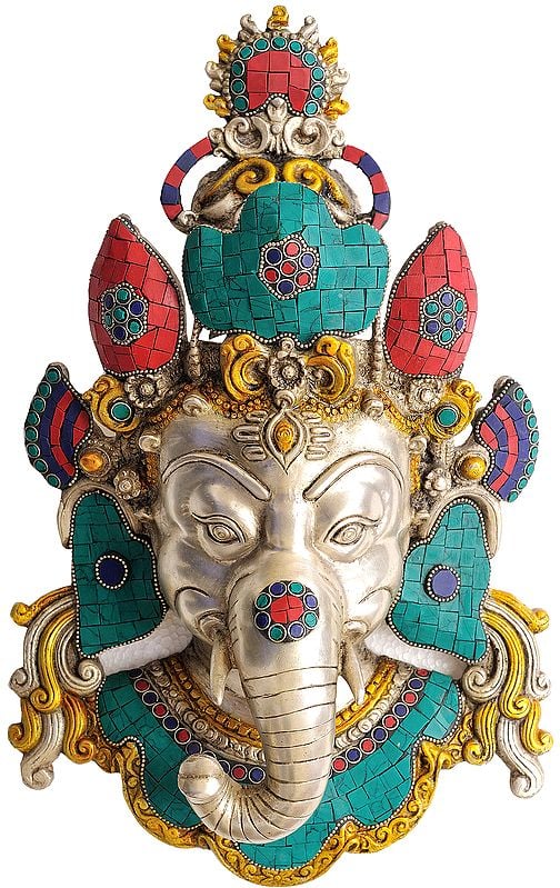 15" Ganesha Wall Hanging Mask In Brass | Handmade | Made In India