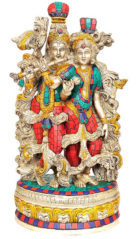 14" Radha Krishna In Brass | Handmade | Made In India