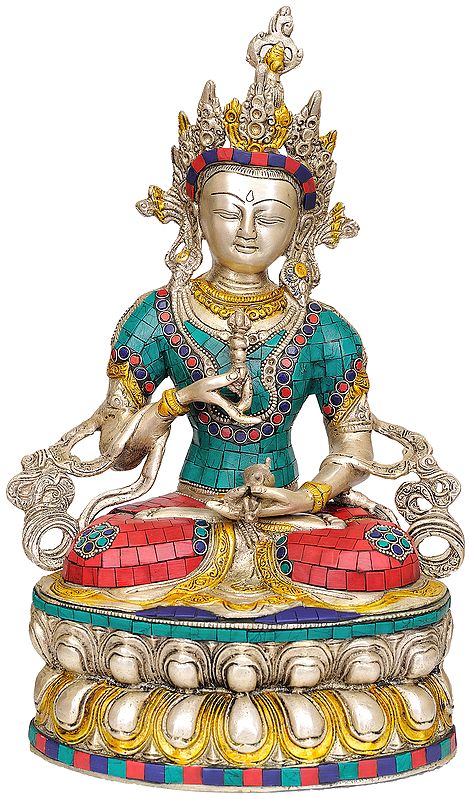 14" Tibetan Buddhist Deity Vajrasattva The Divine Priest In Brass | Handmade | Made In India