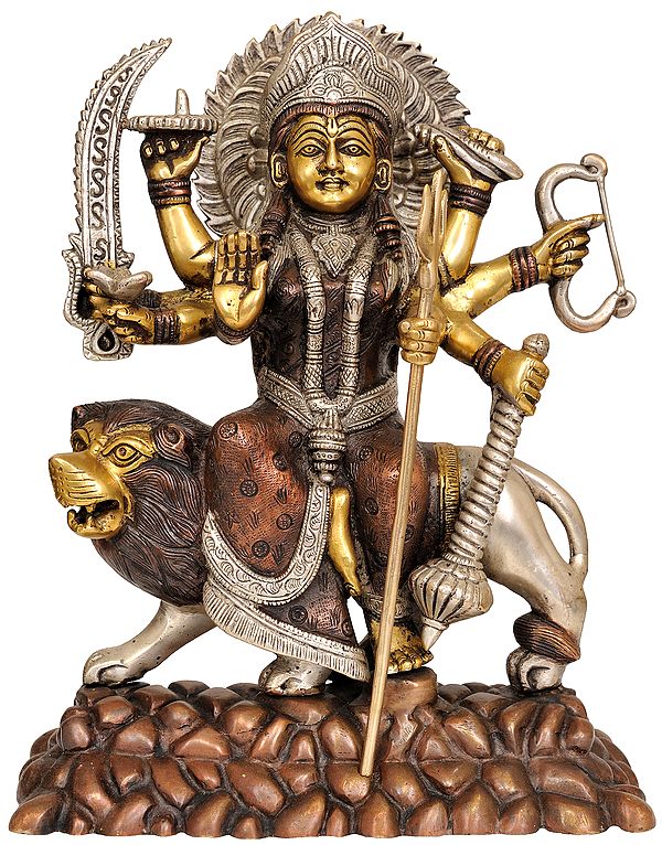 Goddess Durga With Her Lion on Mountain
