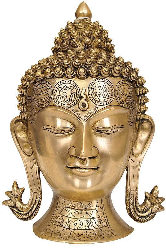 Lord Buddha Head with Ashtamangala Symbols