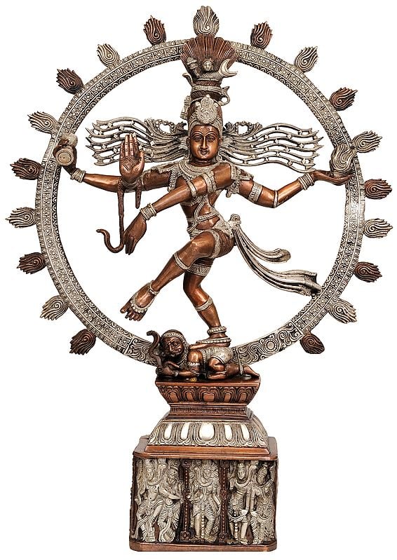 24" Nataraja Pedestal Decorated with Different Forms of Shiva In Brass | Handmade | Made In India