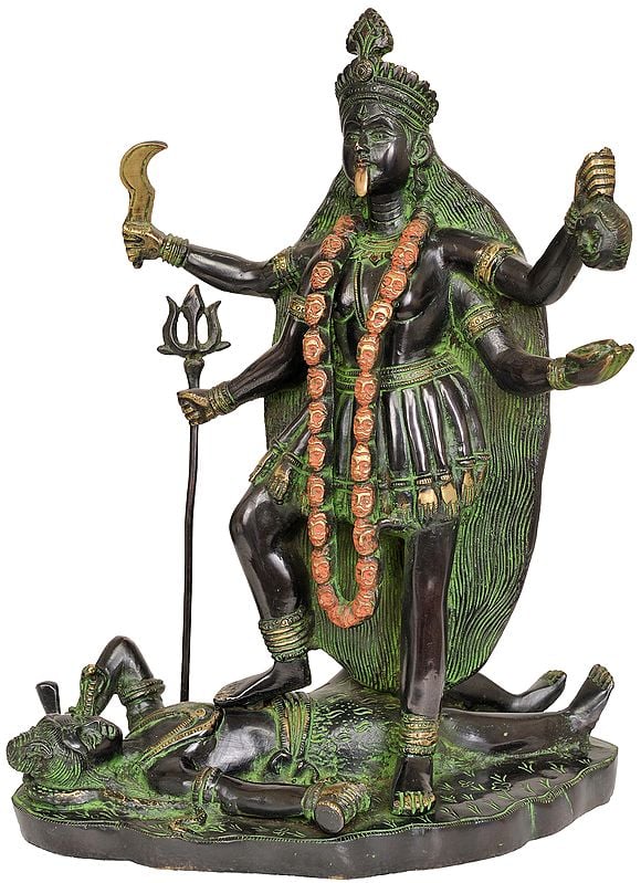 14" Mother Goddess Kali Brass Sculpture | Handmade | Made in India