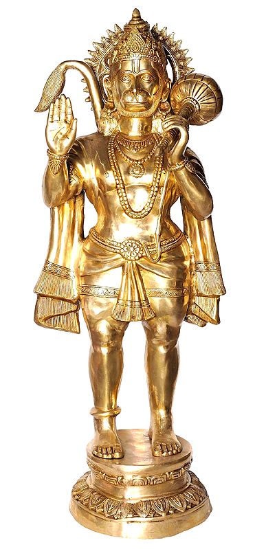 53" Large Size Hanuman in Abhaya-mudra In Brass | Handmade | Made In India