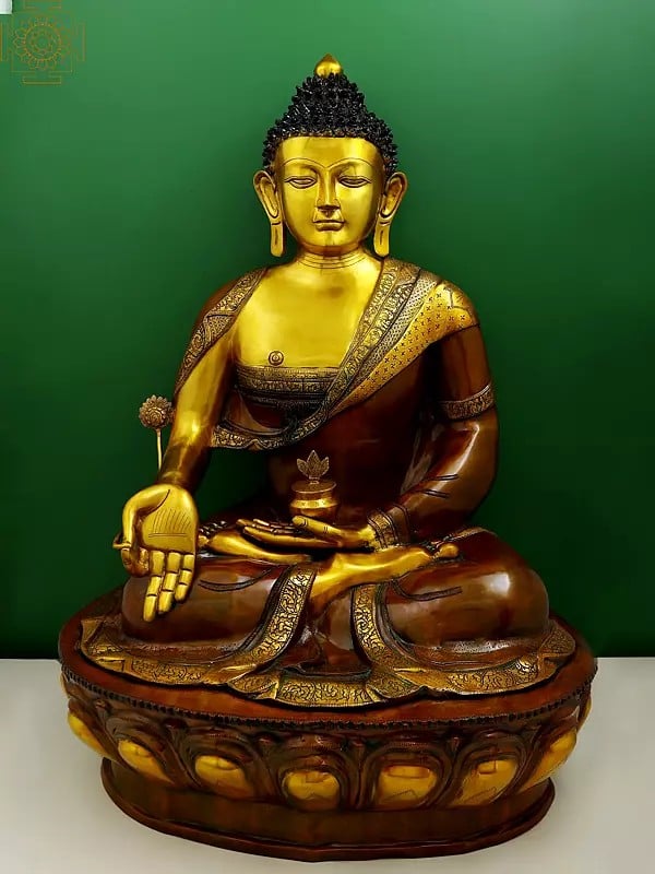 44" Large Fine Quality  Medicine Buddha (Tibetan Buddhist Deity) In Brass | Handmade