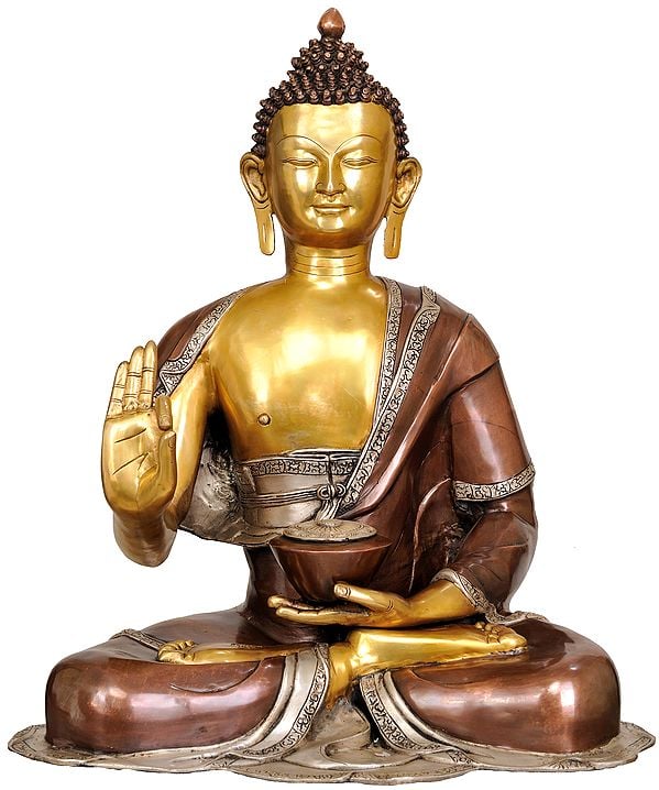 28" Large Size Blessing Buddha in Brass | Handmade | Made In India