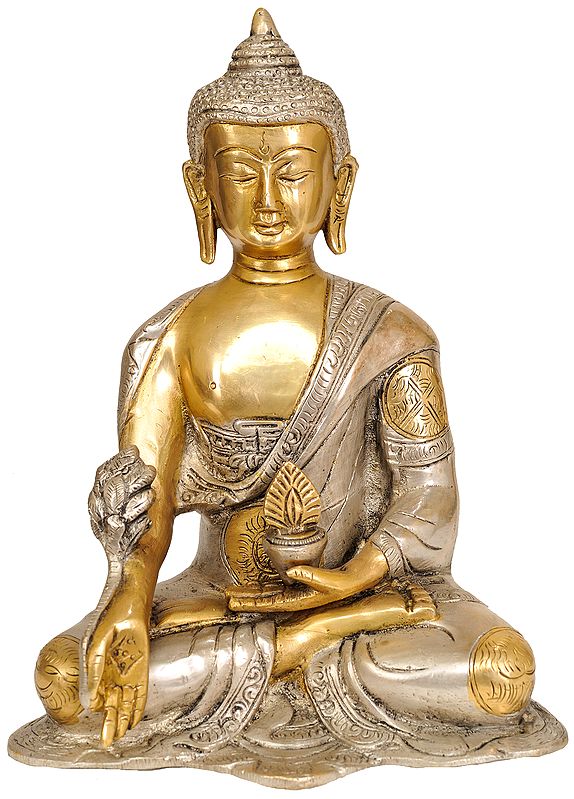 8" Medicine Buddha Statue in Brass | Handmade Buddhist Deity Idol | Made in India