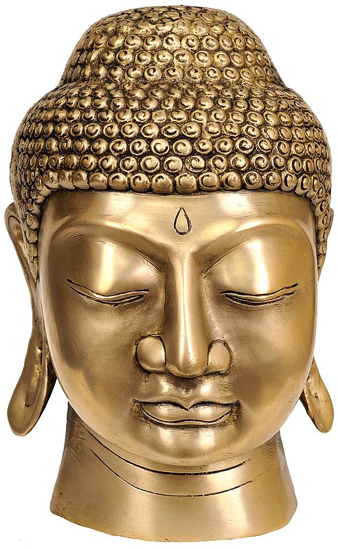 9" Lord Buddha Head In Brass | Handmade | Made In India