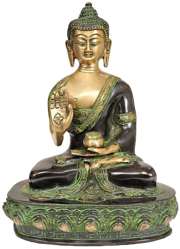 9" Blessing Buddha In Brass | Handmade | Made In India