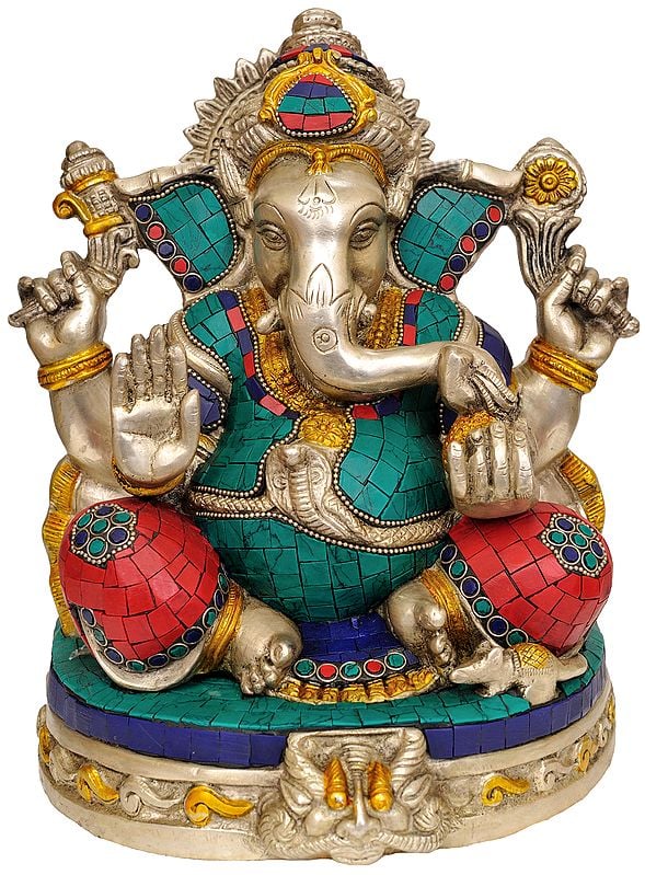 10" Bhagawan Ganesha Granting Abhaya In Brass | Handmade | Made In India