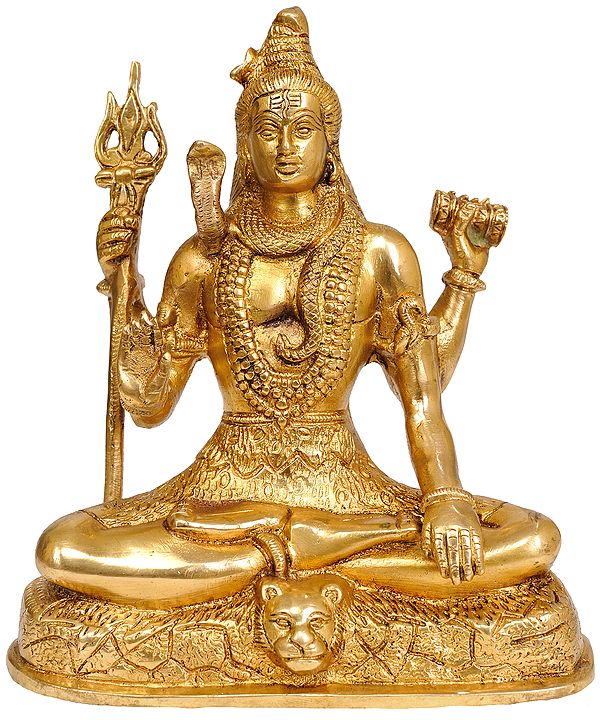 7" Seated Bhagawan Shiva Brass Sculpture | Handmade | Made in India