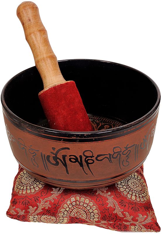 Tibetan Buddhist Singing Bowl with the Image of Buddha Inside and Mantras Outside