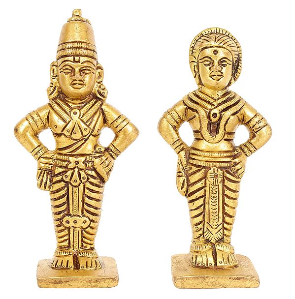 Lord Vitthal or Panduranga and Rukmini Statue in Brass | Handmade | Made in India