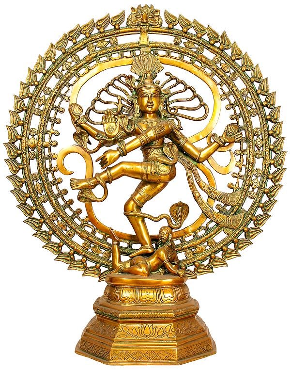 30" Large Size Nataraja With Om In Brass | Handmade | Made In India