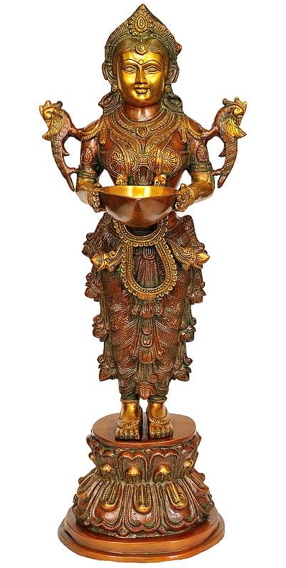 25" Deeplakshmi In Brass | Handmade | Made In India