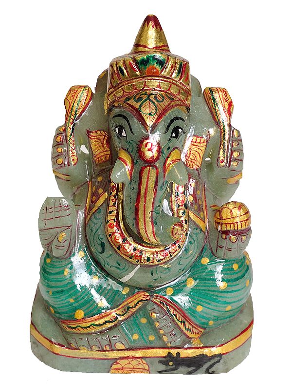 Lord Ganesha (Carved in Aventurine Jade)