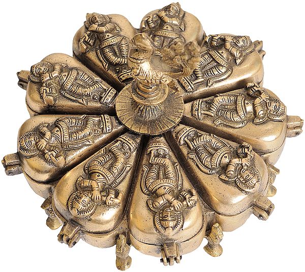 7" Brass Peacock Box with Krishna | Handmade | Made in India