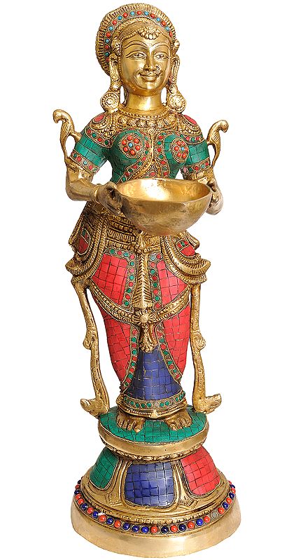 24" Deeplakshmi Brass Statue | Handmade | Made in India