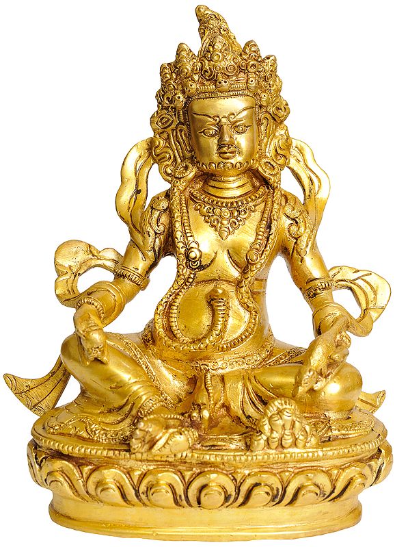 8" Kubera - The God Who Gives Money (Tibetan Buddhist Deity) In Brass | Handmade | Made In India