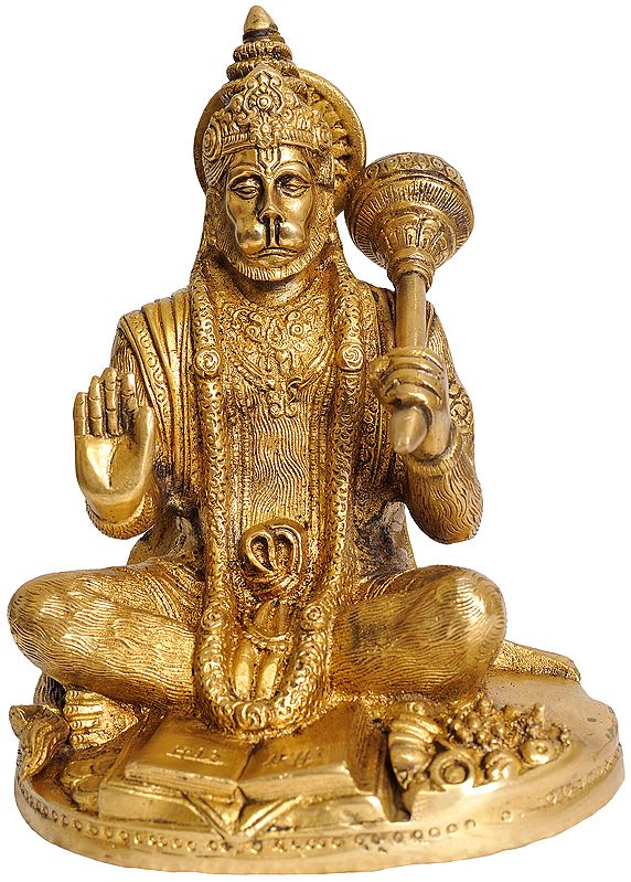 7" Blessing Hanuman In Brass | Handmade | Made In India