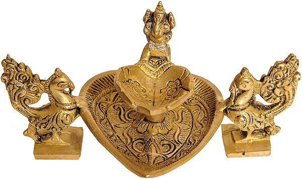 Ganesha Lamp with Peacocks