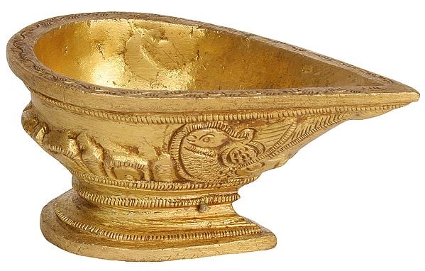 1" Ritual Diya with Tortoise Backside in Brass | Handmade | Made in India