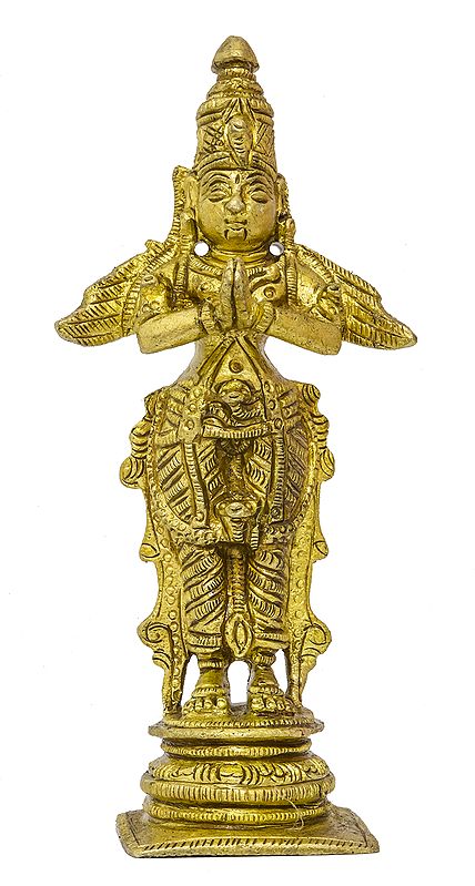 4" Standing Garuda Brass Sculpture | Handmade | Made in India