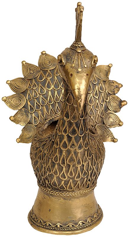Exquisite Peacock Pen Stand Crafted from Brass