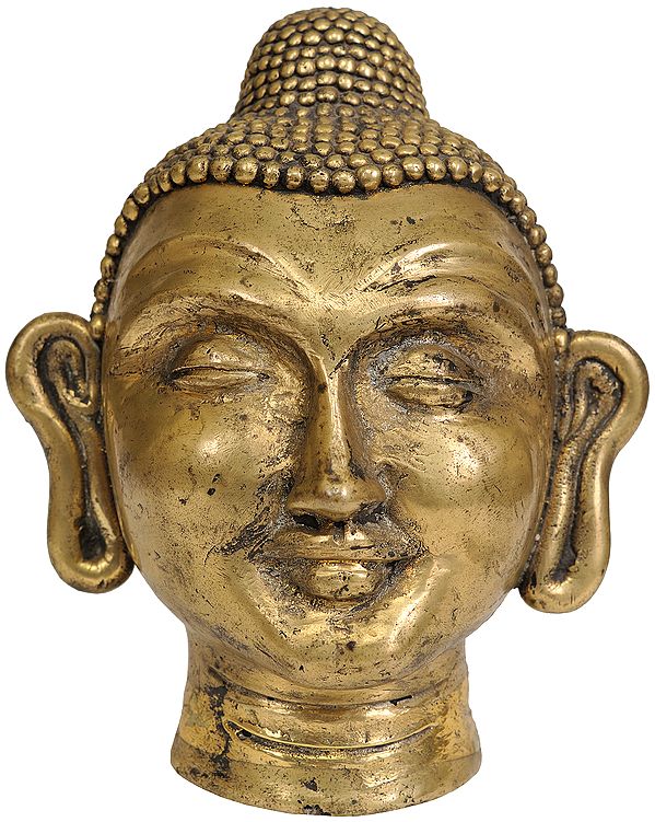 6" Tribal Buddha Head In Brass | Handmade | Made In India